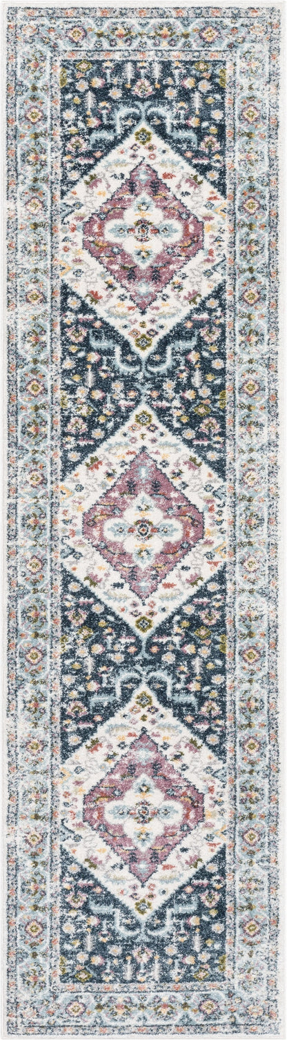 Maude Vintage Medallion Oriental Blue Blush Rug IVY-24