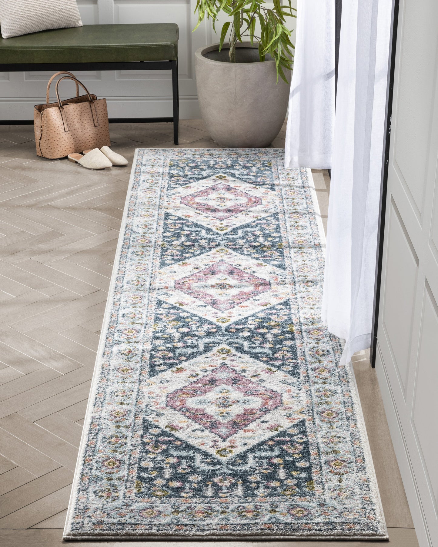 Maude Vintage Medallion Oriental Blue Blush Rug IVY-24