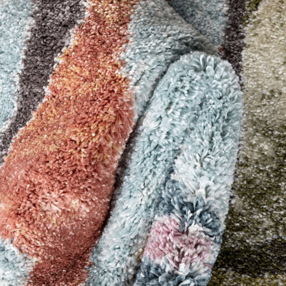 Posy Vintage Floral Blue Blush Rug IVY-34