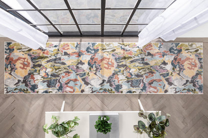 Posy Vintage Floral Blue Blush Rug IVY-34