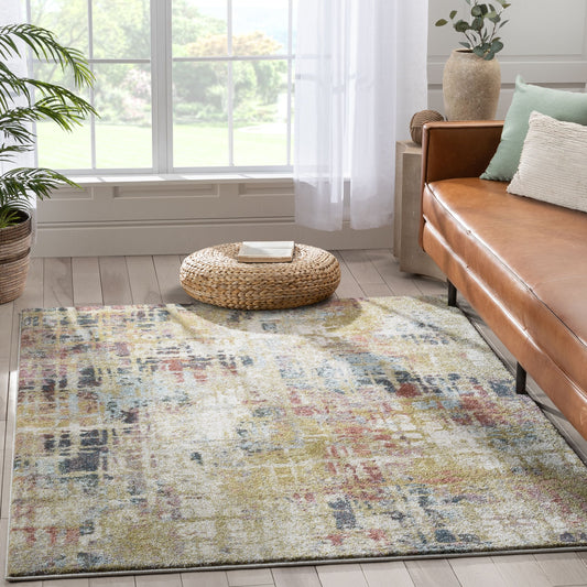 Elwood Modern Abstract Green Blue Rug IVY-45