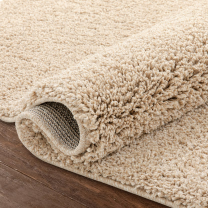 Halden Solid Pattern Ivory Thick  Nordic Shag Rug JU-12