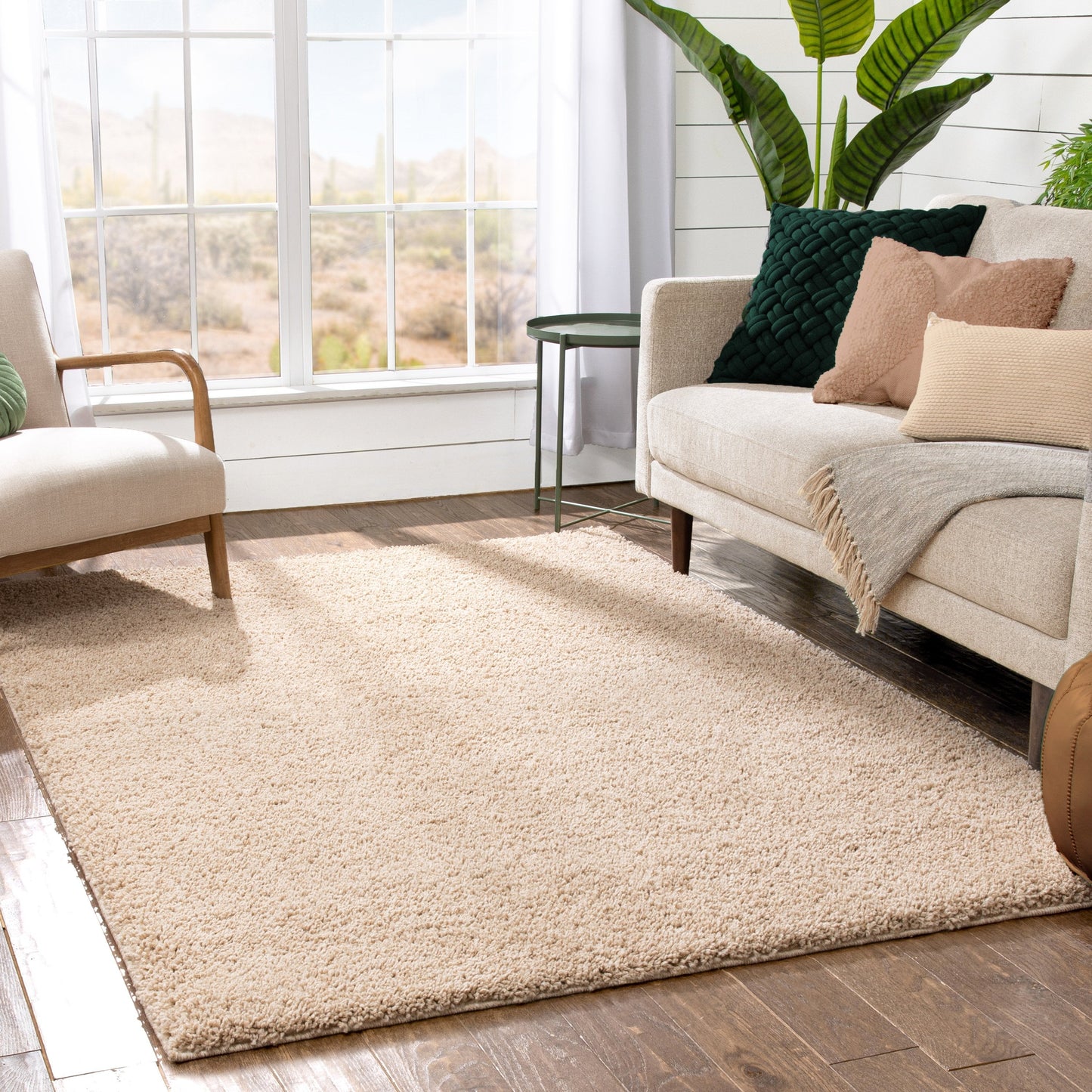 Halden Solid Pattern Ivory Thick  Nordic Shag Rug JU-12