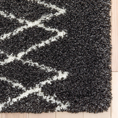 Soren Scandinavian Moroccan Lattice Dark Grey Thick  Nordic Shag Rug JU-57