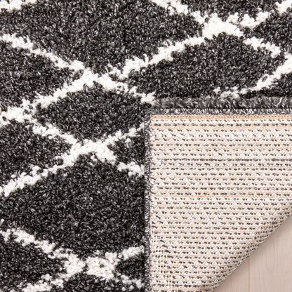 Soren Scandinavian Moroccan Lattice Dark Grey Thick  Nordic Shag Rug JU-57