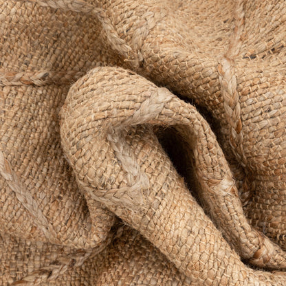 Diamond Moroccan Lattice Pattern Natural Color Hand-Braided Basket Weave Jute Rug KAS-12