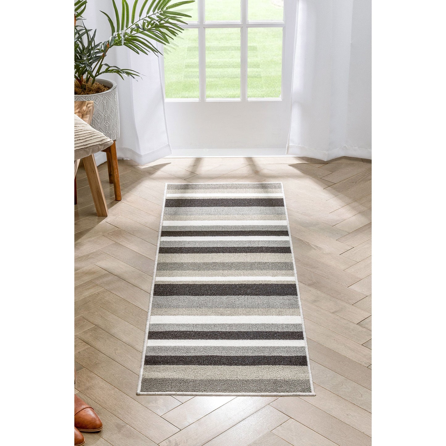 Uni Stripes Grey Modern Rug KC-137