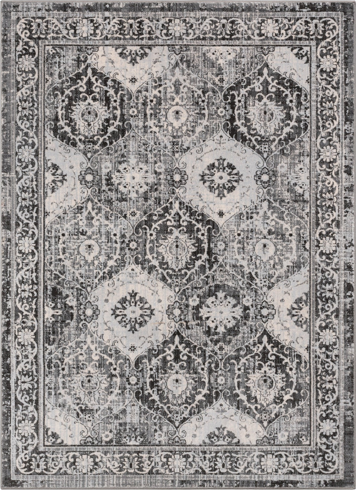 Marjorie Vintage Oriental Persian Panel Dark Grey Rug KE-103