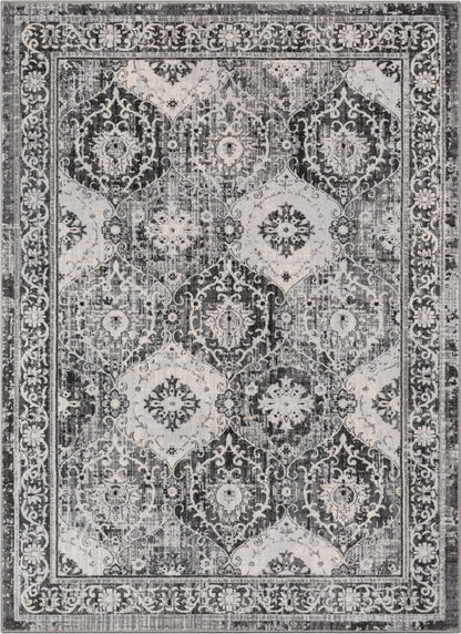 Marjorie Vintage Oriental Persian Panel Dark Grey Rug KE-103