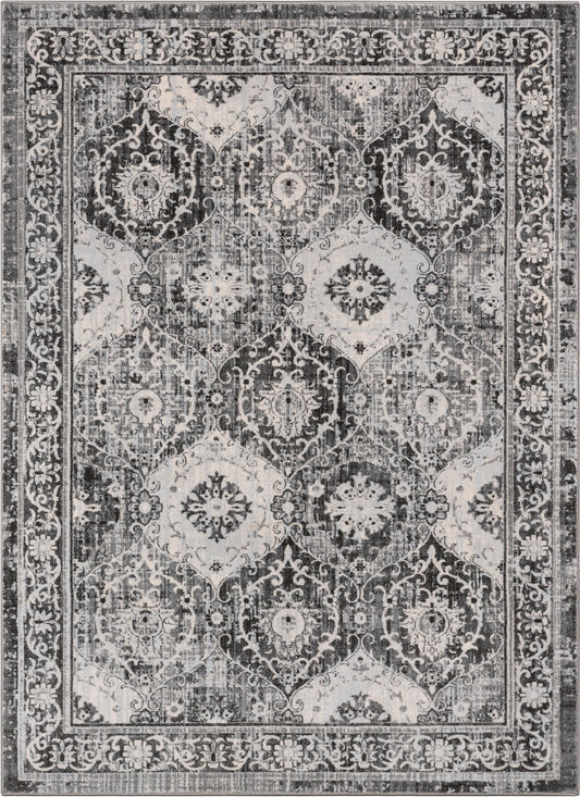 Marjorie Vintage Oriental Persian Panel Dark Grey Rug KE-103