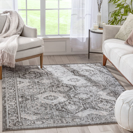 Marjorie Vintage Oriental Persian Panel Dark Grey Rug KE-103