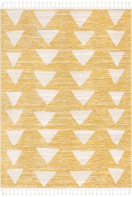 Triangles Modern Geometric Pattern Yellow Kids Rug KEN-11