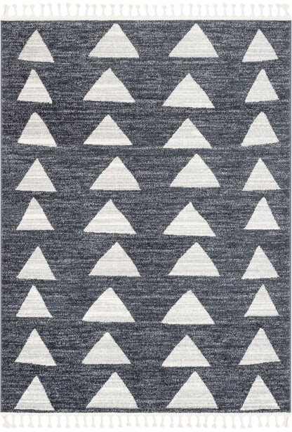 Triangles Modern Geometric Pattern Grey Kids Rug KEN-17