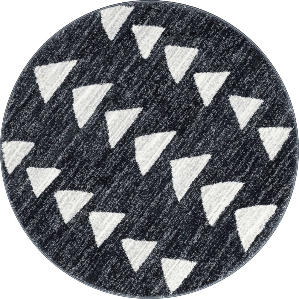 Triangles Modern Geometric Pattern Grey Kids Rug KEN-17