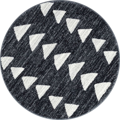 Triangles Modern Geometric Pattern Grey Kids Rug KEN-17