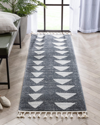 Triangles Modern Geometric Pattern Grey Kids Rug KEN-17