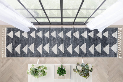 Triangles Modern Geometric Pattern Grey Kids Rug KEN-17