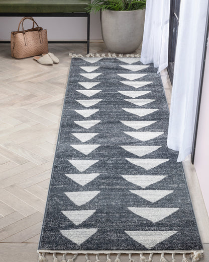 Triangles Modern Geometric Pattern Grey Kids Rug KEN-17