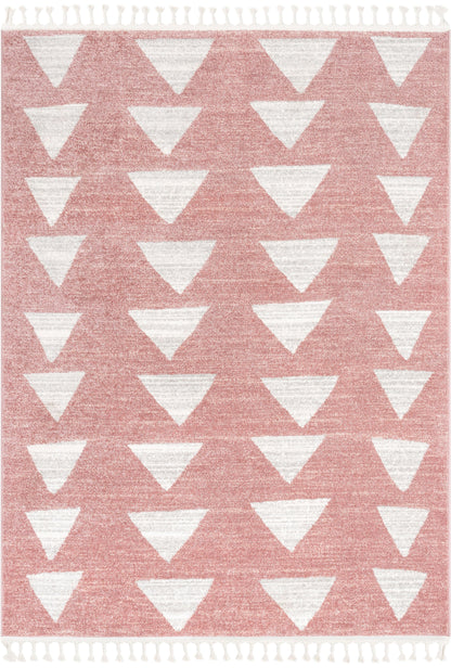 Triangles Modern Geometric Pattern Pink Kids Rug KEN-19