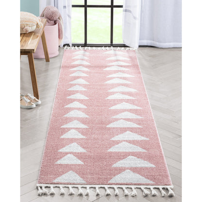 Triangles Modern Geometric Pattern Pink Kids Rug KEN-19