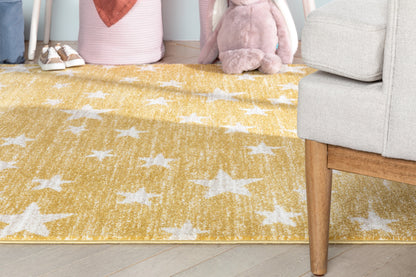 Stars Modern Geometric Yellow Kids Rug KEN-21-