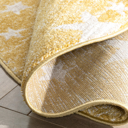 Stars Modern Geometric Yellow Kids Rug KEN-21-