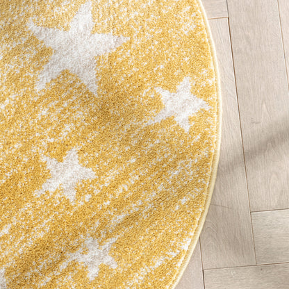 Stars Modern Geometric Yellow Kids Rug KEN-21-