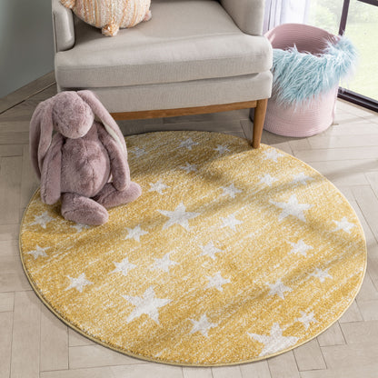Stars Modern Geometric Yellow Kids Rug KEN-21-