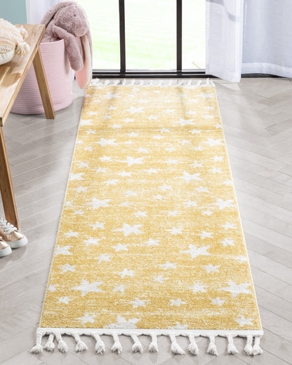 Stars Modern Geometric Yellow Kids Rug KEN-21-