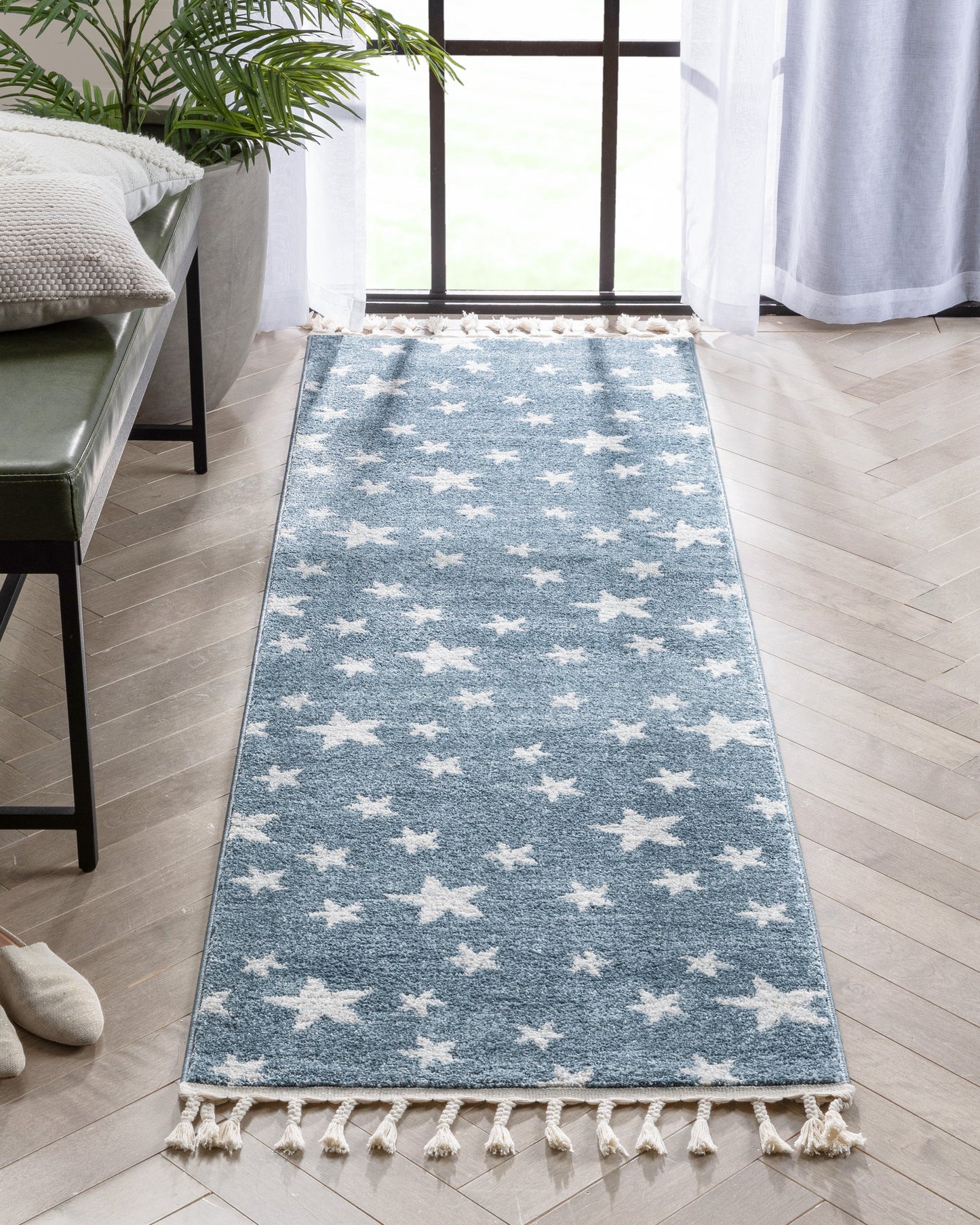 Stars Modern Geometric Blue Kids Rug KEN-24