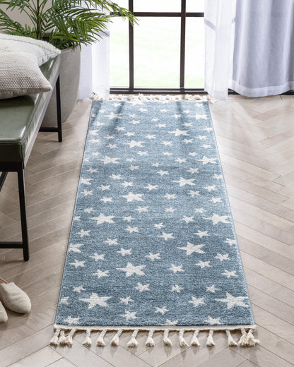 Stars Modern Geometric Blue Kids Rug KEN-24