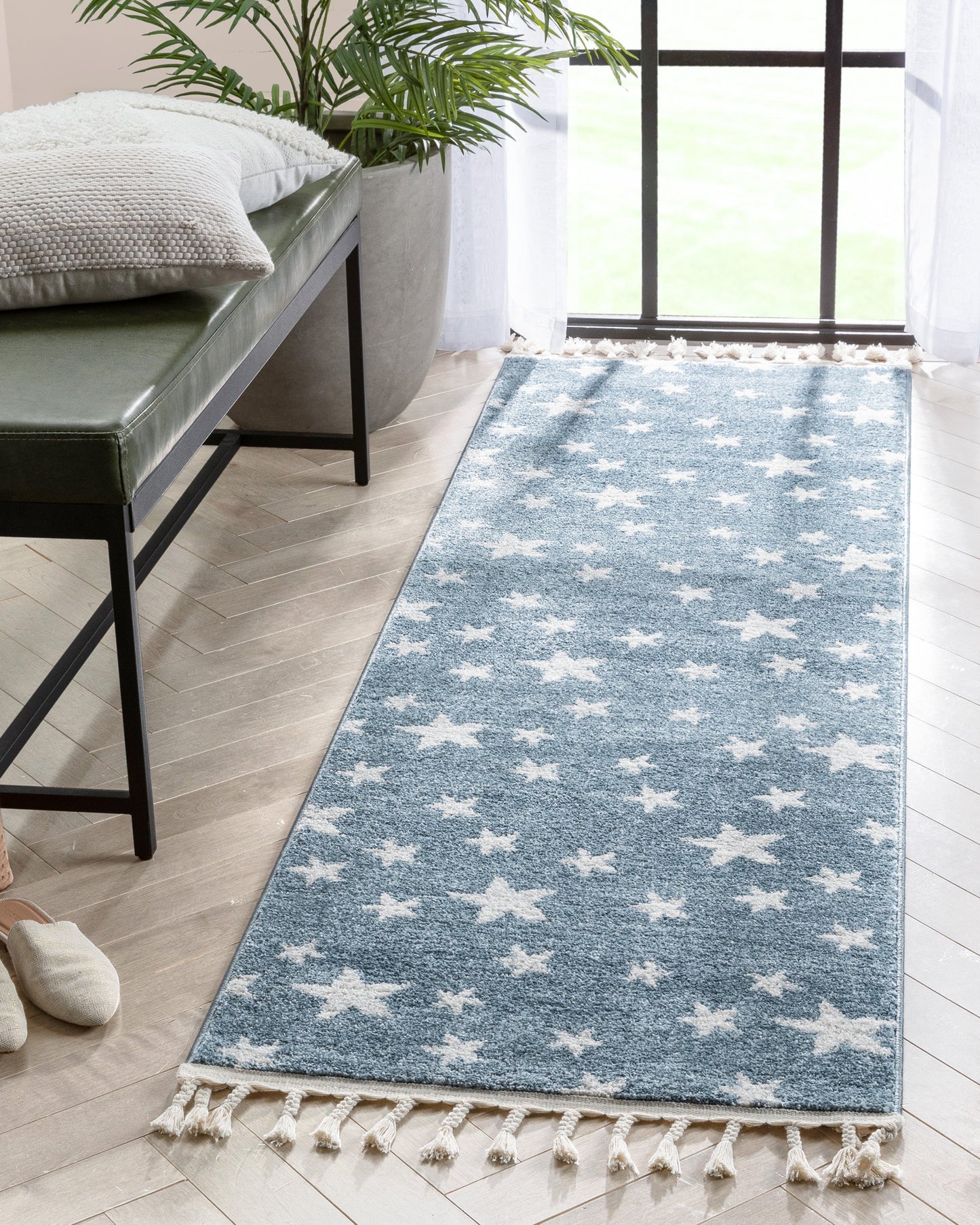 Stars Modern Geometric Blue Kids Rug KEN-24