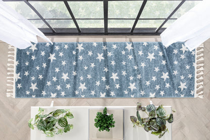 Stars Modern Geometric Blue Kids Rug KEN-24