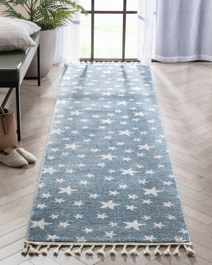 Stars Modern Geometric Blue Kids Rug KEN-24