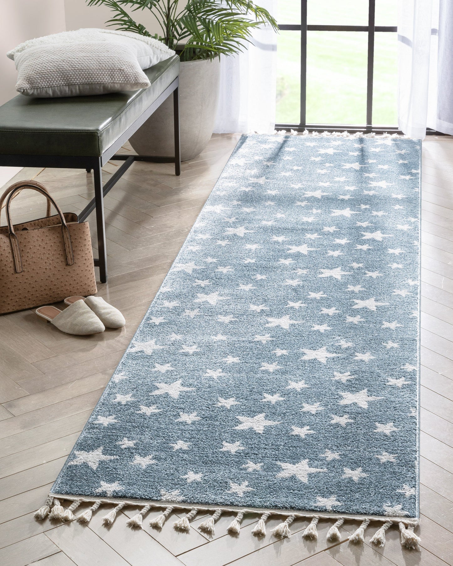 Stars Modern Geometric Blue Kids Rug KEN-24