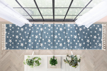 Stars Modern Geometric Blue Kids Rug KEN-24