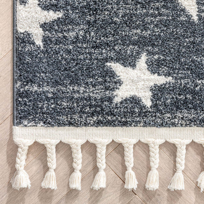 Stars Modern Geometric Grey Kids Rug KEN-27