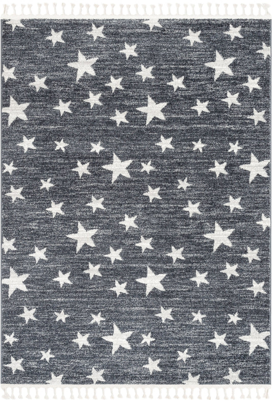 Stars Modern Geometric Grey Kids Rug KEN-27