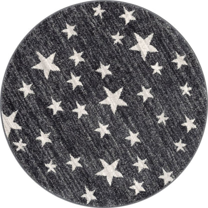 Stars Modern Geometric Grey Kids Rug KEN-27