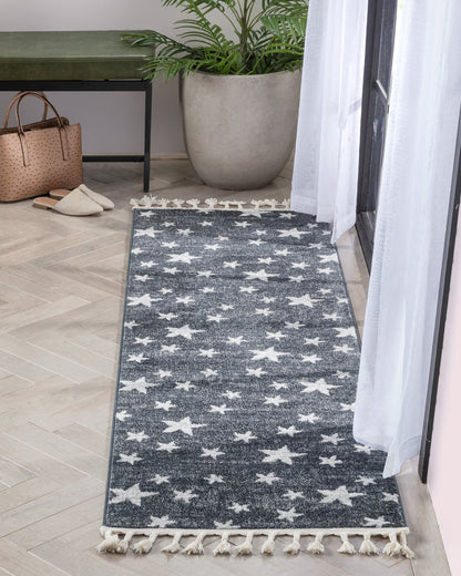 Stars Modern Geometric Grey Kids Rug KEN-27