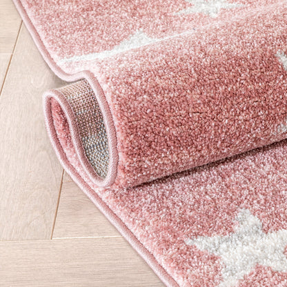Stars Modern Geometric Pink Kids Rug KEN-29