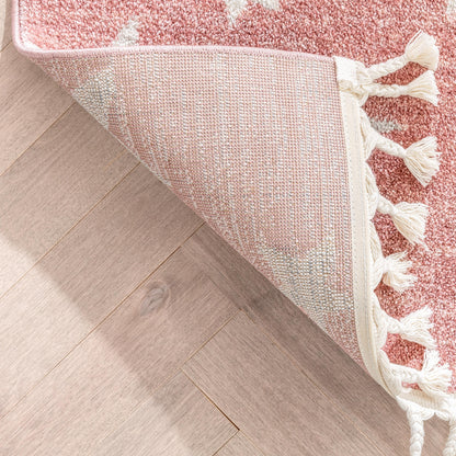 Stars Modern Geometric Pink Kids Rug KEN-29