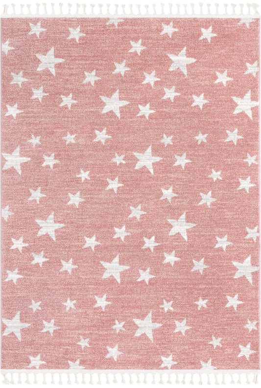 Stars Modern Geometric Pink Kids Rug KEN-29