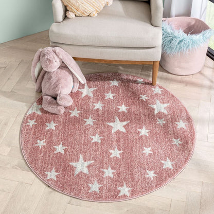 Stars Modern Geometric Pink Kids Rug KEN-29