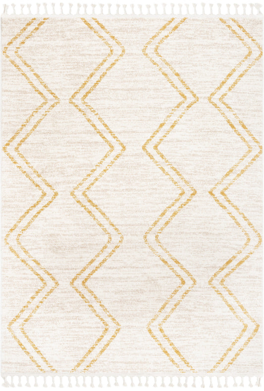 Reeve Modern Chevron Zig-Zag Yellow Ivory Kids Rug KEN-31