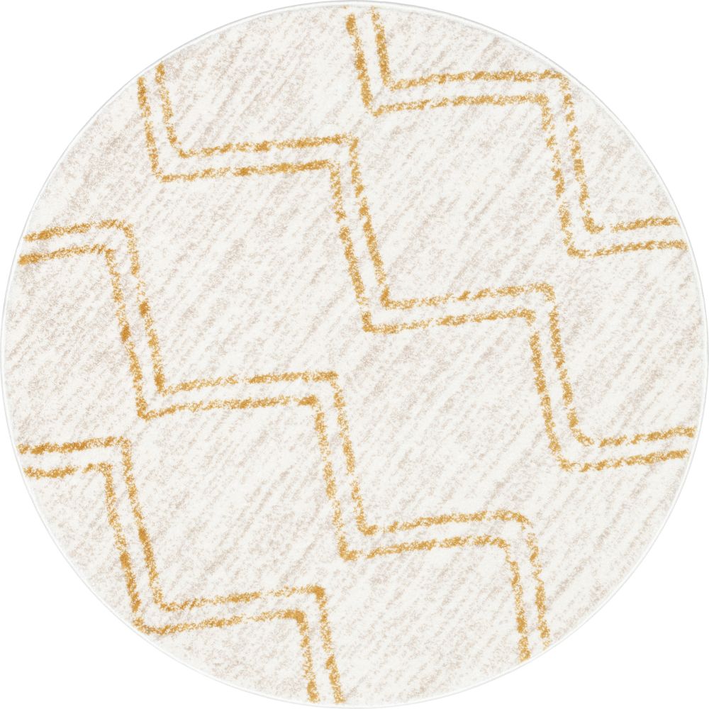 Reeve Modern Chevron Zig-Zag Yellow Ivory Kids Rug KEN-31