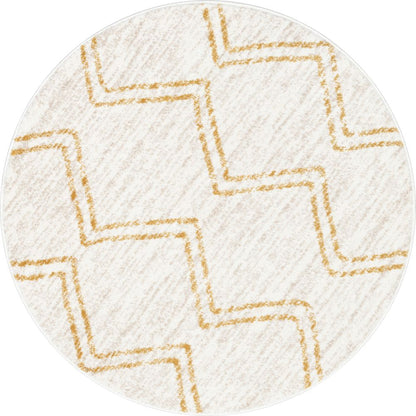 Reeve Modern Chevron Zig-Zag Yellow Ivory Kids Rug KEN-31