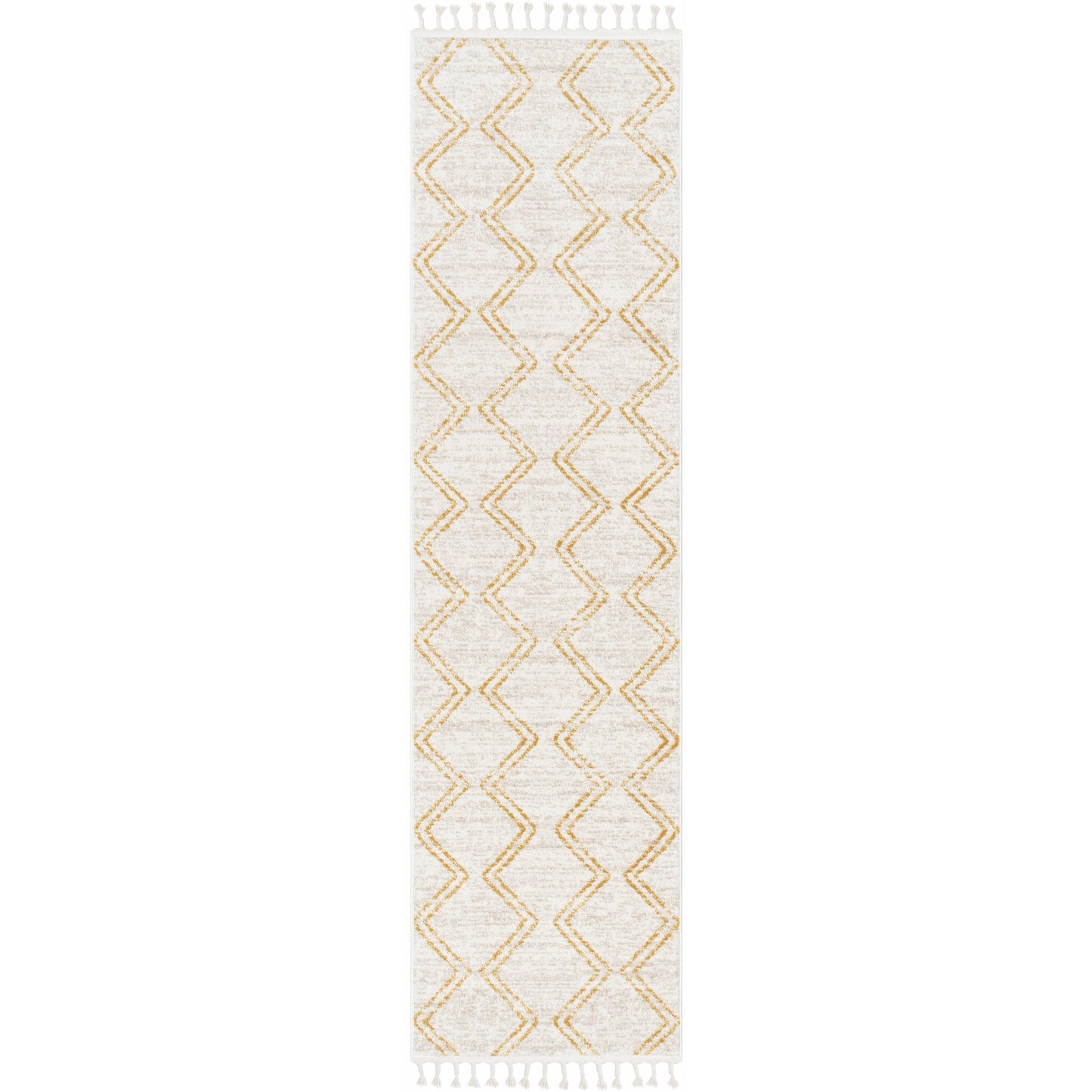 Reeve Modern Chevron Zig-Zag Yellow Ivory Kids Rug KEN-31