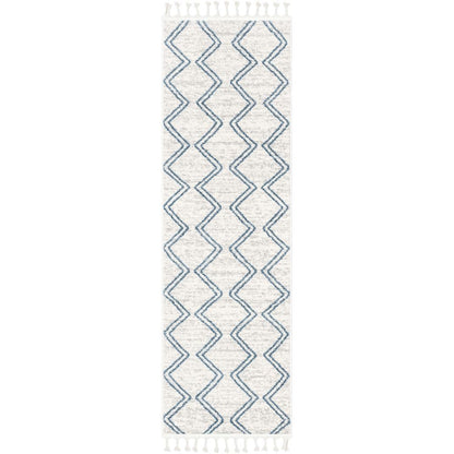 Reeve Modern Chevron Zig-Zag Blue Ivory Kids Rug KEN-34
