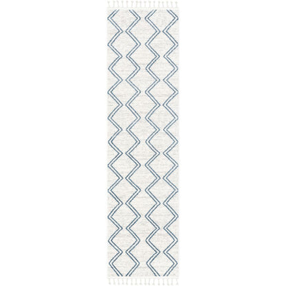 Reeve Modern Chevron Zig-Zag Blue Ivory Kids Rug KEN-34